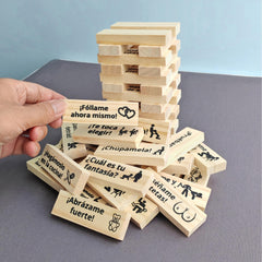 Beecotox blocks tower game, smooth surface supports relaxed, intimate competition.