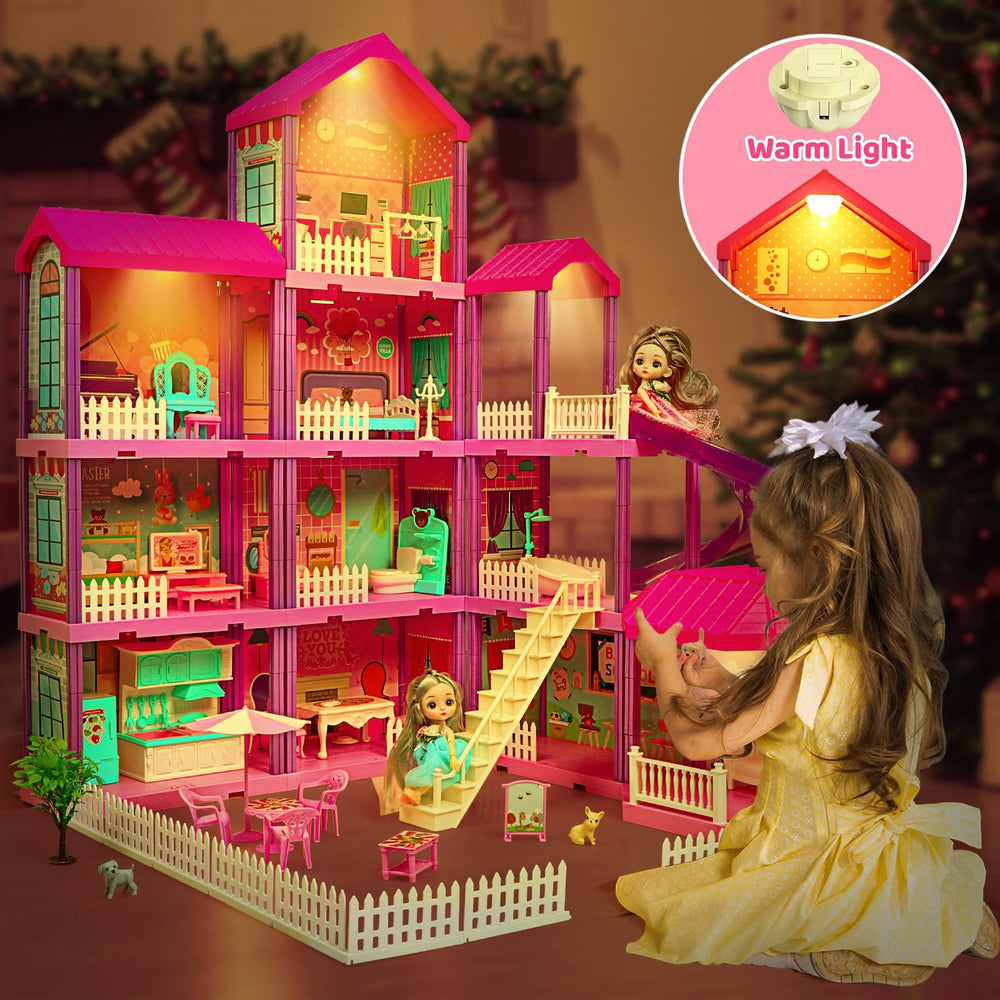 Beefunni doll house interior showing 11 rooms and furniture setup.