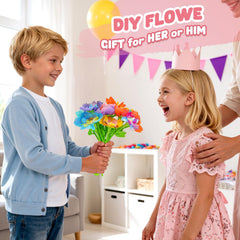 Beefunni Flower Bouquet Craft Kit assembly tool supports easy stem placement during play.