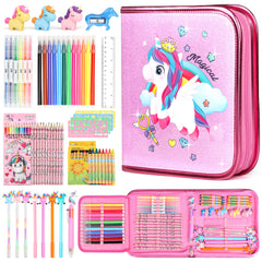 Beefunni unicorn glitter pencil case keeps art supplies neatly organized for on-the-go creativity.