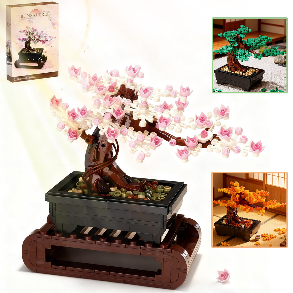 Beego 3IN1 Cherry Blossom Bonsai Tree with pink flowers, a striking centerpiece.
