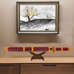 Beego sword scabbard and stand assembly shows sturdy support and precise restoration