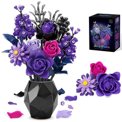 BeepZipp artificial flower bouquet black purple front view for lasting decor