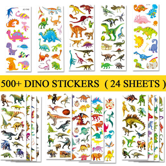 Beestech dinosaur stickers 24 sheets with bright variety for classrooms and crafts
