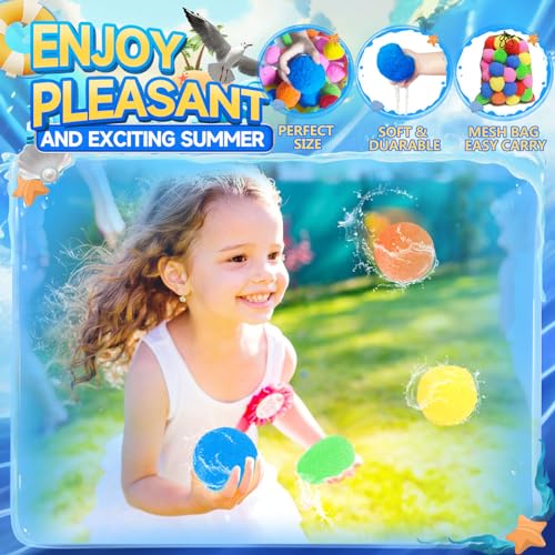 Colorful BEFANS water balls in backyard water fight setup.
