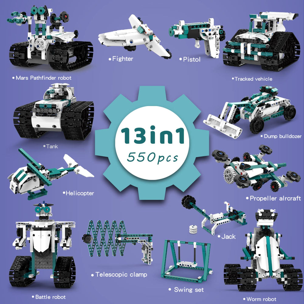 BEHOWL 13-in-1 tracked racer model emphasizing movement and precise assembly.