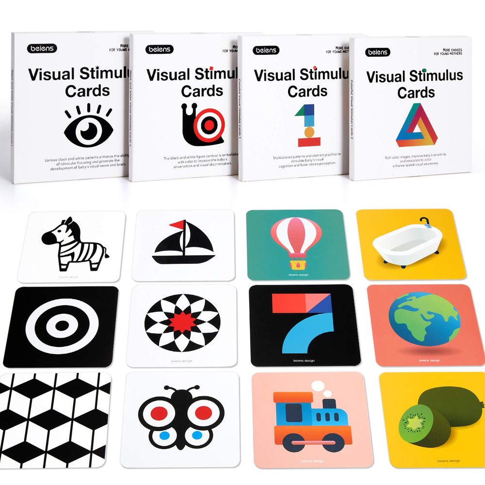beiens high-contrast baby flashcards front view shows bold visuals for early visual attention.