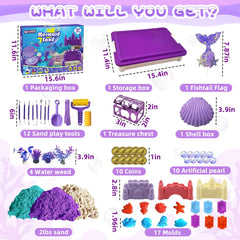 BEIREG Mermaid Sensory Bin Kit purple-teal sand sparks tactile exploration