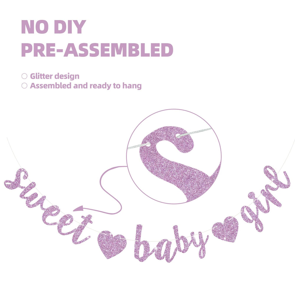 BEISHIDA girl baby shower banner with glitter design for eye-catching celebrations.