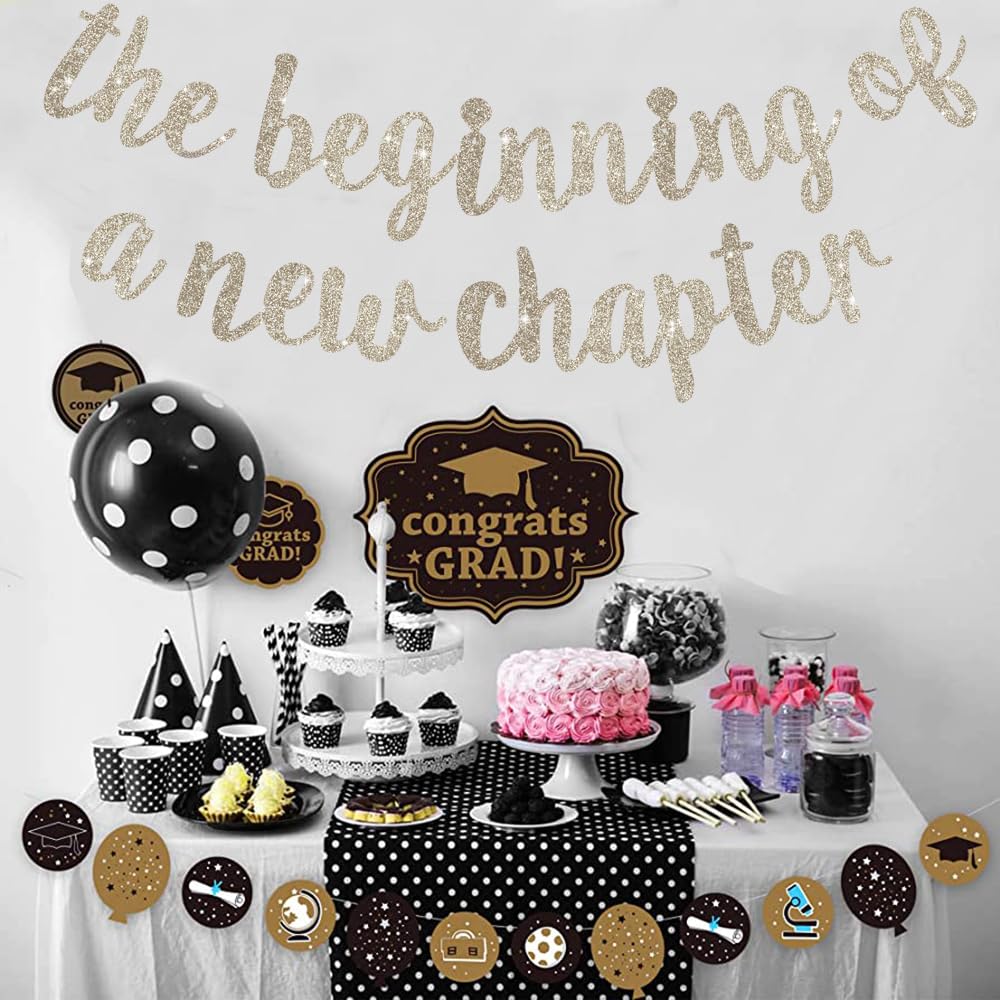 BEISHIDA Glitter Champagne Banner, dessert-table backdrop for memorable celebrations.