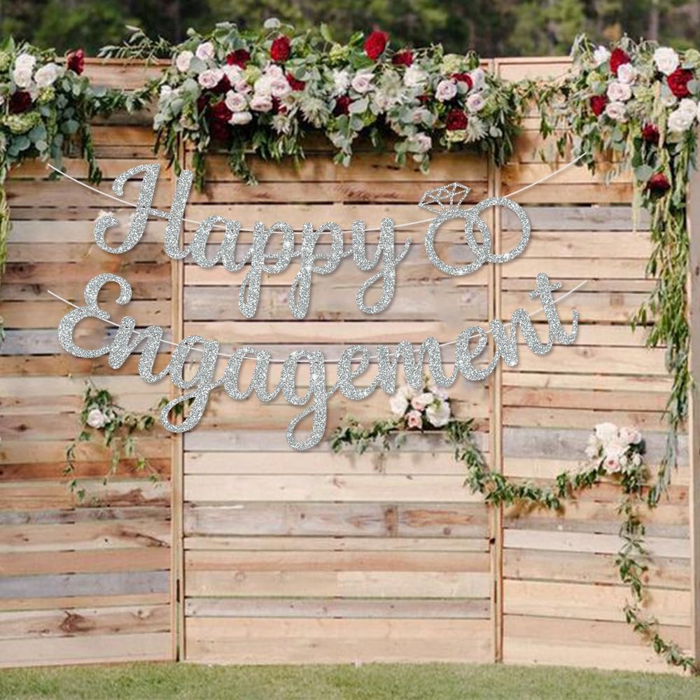 BEISHIDA Glitter Happy Engagement Banner backdrop for elegant photos