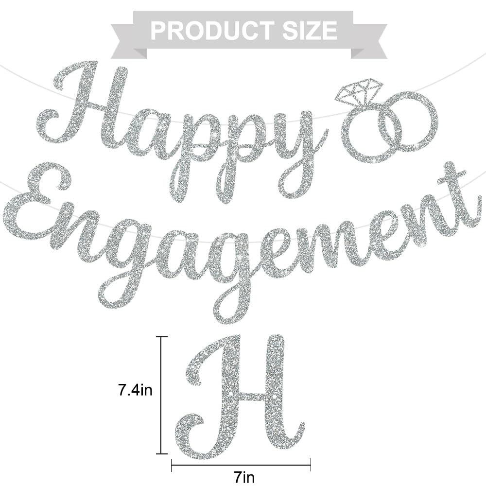 BEISHIDA Glitter Happy Engagement Banner closeup of glitter letters for photos