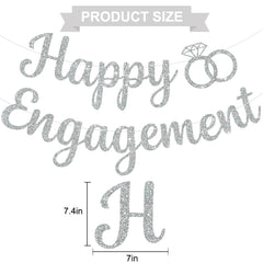 BEISHIDA Glitter Happy Engagement Banner closeup of glitter letters for photos