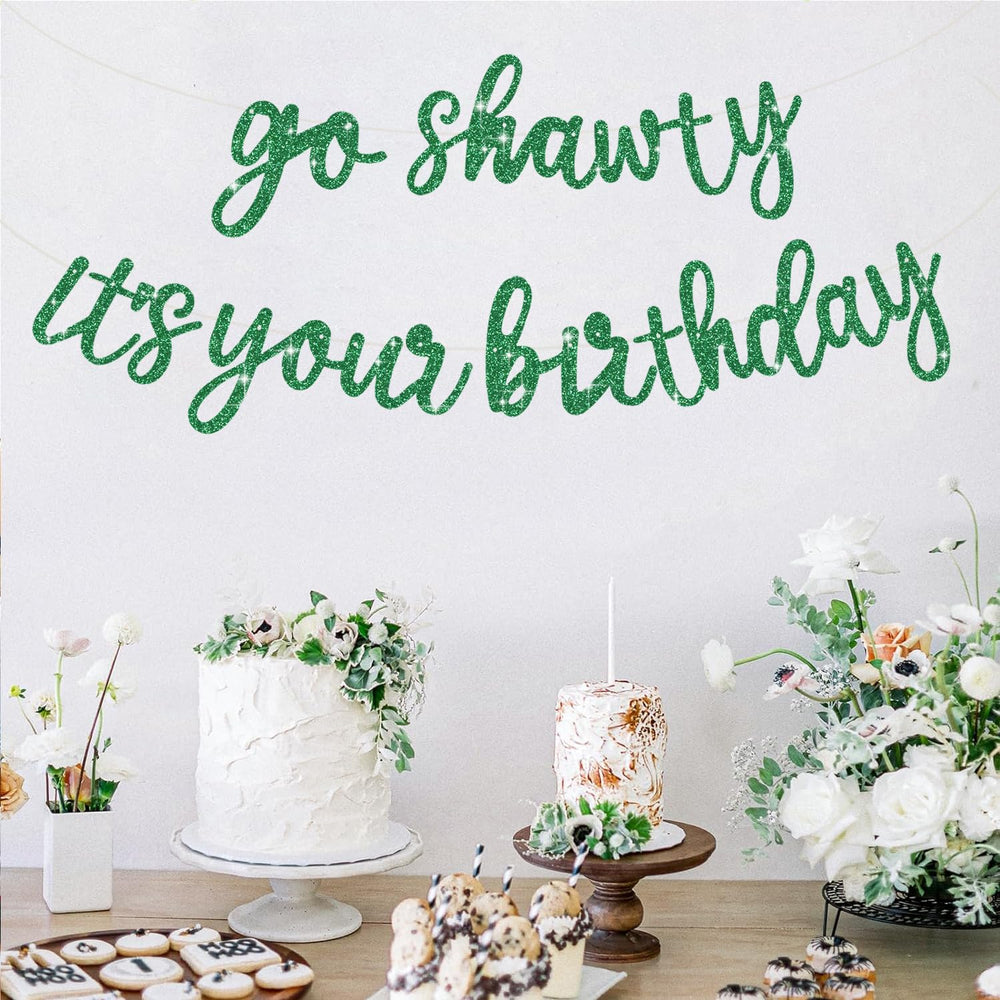 BEISHIDA Green Go Shawty banner as a photo backdrop elevates memories