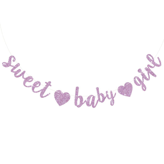 BEISHIDA light purple glitter girl banner, pre-strung for quick party setup and stylish decor.