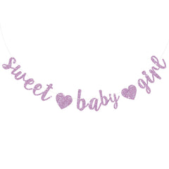 BEISHIDA light purple glitter girl banner, pre-strung for quick party setup and stylish decor.