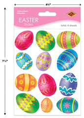 Beistle Color Bright Easter Egg Stickers sheet 4 provides quick decorating options for gift wrap