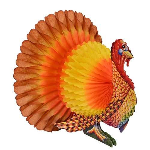 Beistle honeycomb turkey tail detail adds textured fall charm to the table