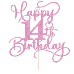 Bejotaa glitter pink cake topper close-up highlighting its sparkling finish.