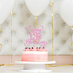 Bejotaa Pink Happy 13th Birthday cake topper pre-assembled and ready to use