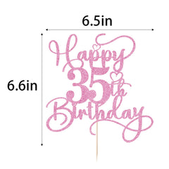 Bejotaa pink happy 35th birthday cake topper is pre-assembled and easy to use.