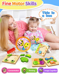 Bekayshad wooden puzzle ladybug: chunky piece aids grip and fine motor practice.