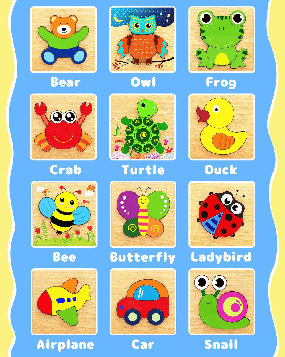Bekayshad wooden puzzle owl: large pieces are easy to grasp for little hands.