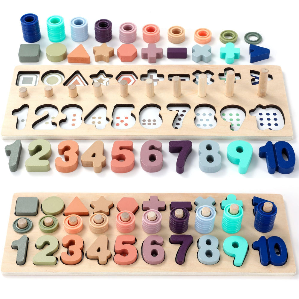 BEKILOLE wooden Montessori toy with number puzzles for early math exploration