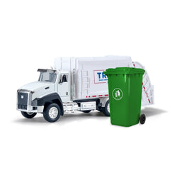 BELLESTILE garbage truck toy with real sound and lights enhances pretend play.