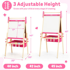Belleur easel paper roll in use with kid drawings and colors
