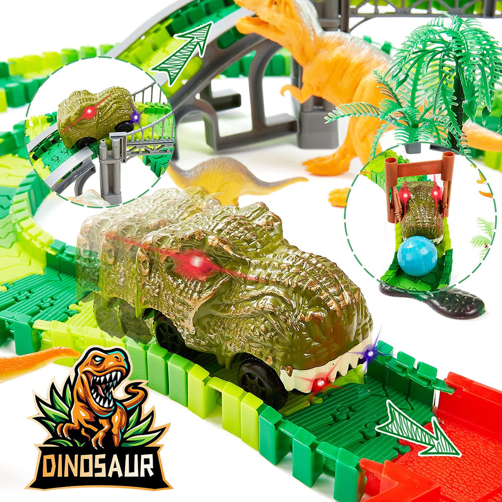 BEMITON gate and trees frame a vivid dinosaur world for play
