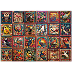 BenBen Bird Crochet puzzle front cover with vibrant crochet birds for immersive puzzling.