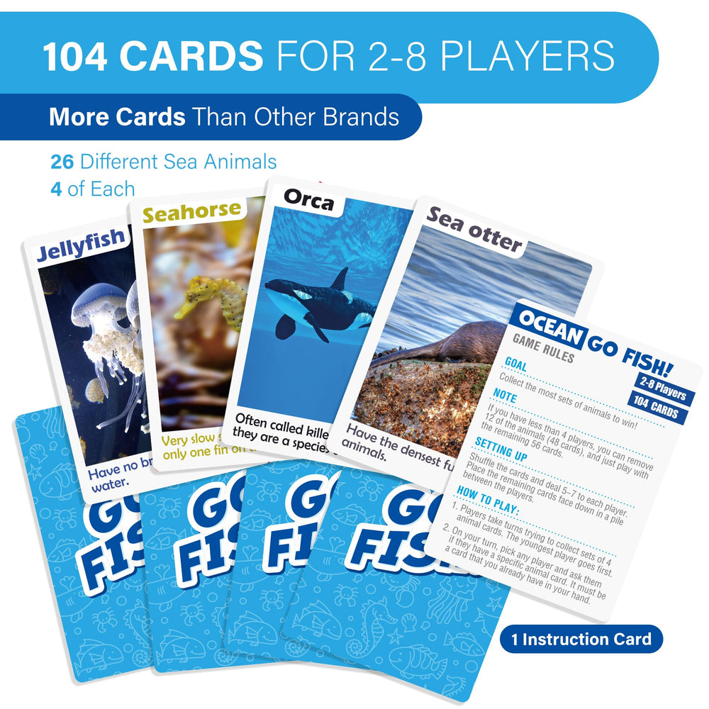 BenBen Go Fish real photo cards feature sea creatures for engaging learning.
