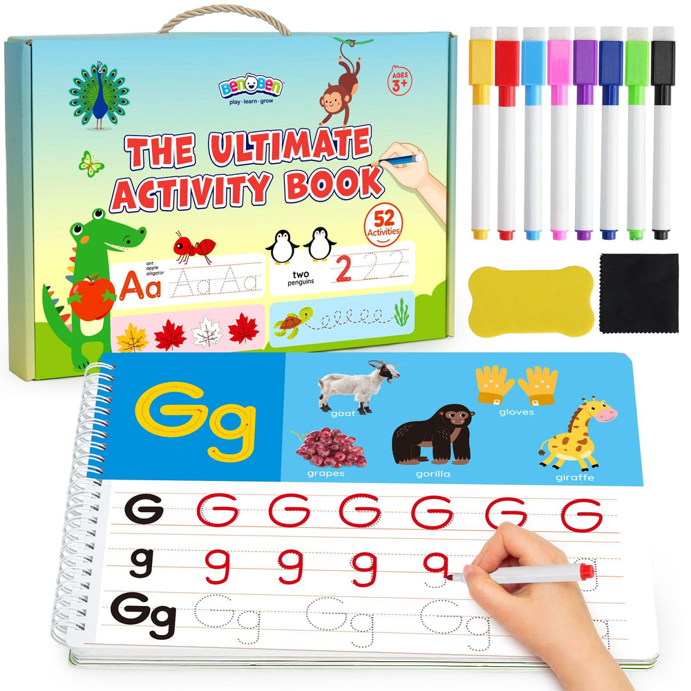BenBen Preschool 52-activity pages: engaging early learning for letters, numbers, and shapes.