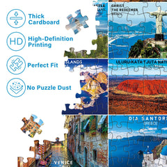 BenBen travel poster collage supports family puzzle time and cognitive training