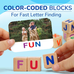 BenBen two-level play setup supports gradual challenge for growing spelling skills.