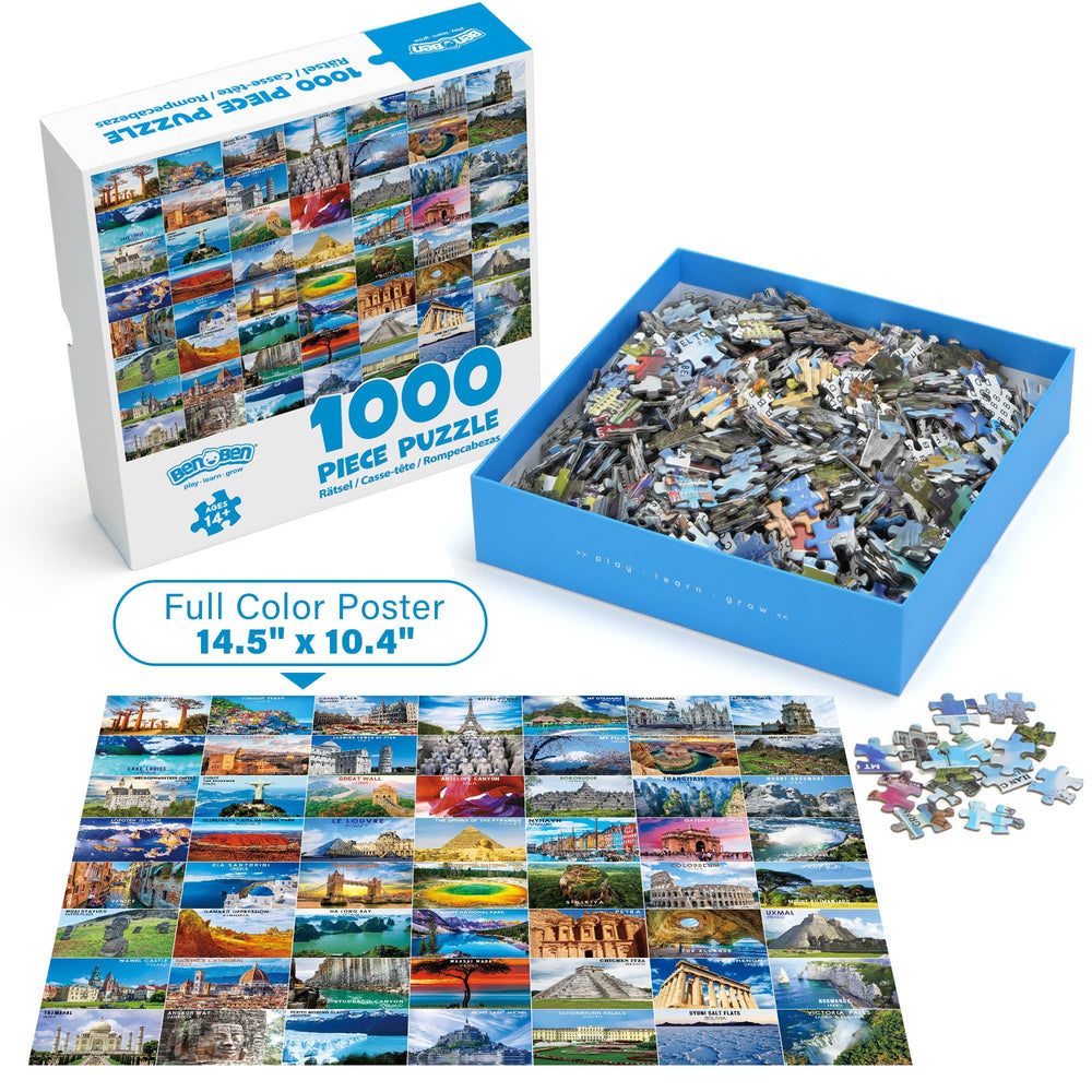 BenBen USA Landmarks 1000-piece puzzle with famous monuments.