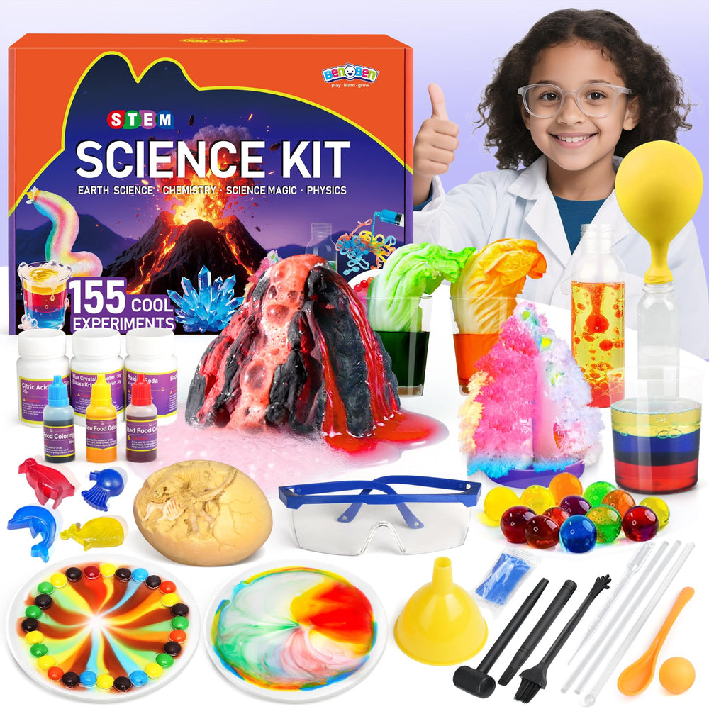 BenBen Volcano science kit closeup showing eruption visuals for engaging STEM learning