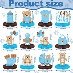 Bencailor bear honeycomb centerpiece with baby bib elevates baby shower styling
