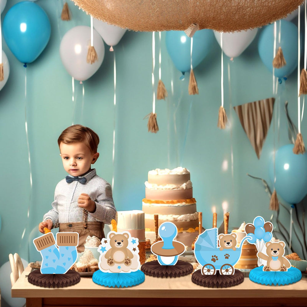 Bencailor bear honeycomb centerpiece with balloon design creates warm ambiance