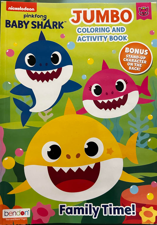 Bendon Baby Shark jumbo coloring book cover with bright characters for creative play