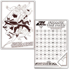 Bendon DC Justice League interior pages with hero artwork for focused coloring