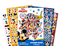 Mickey Mouse sticker sheets showcase colorful characters for decorating crafts.