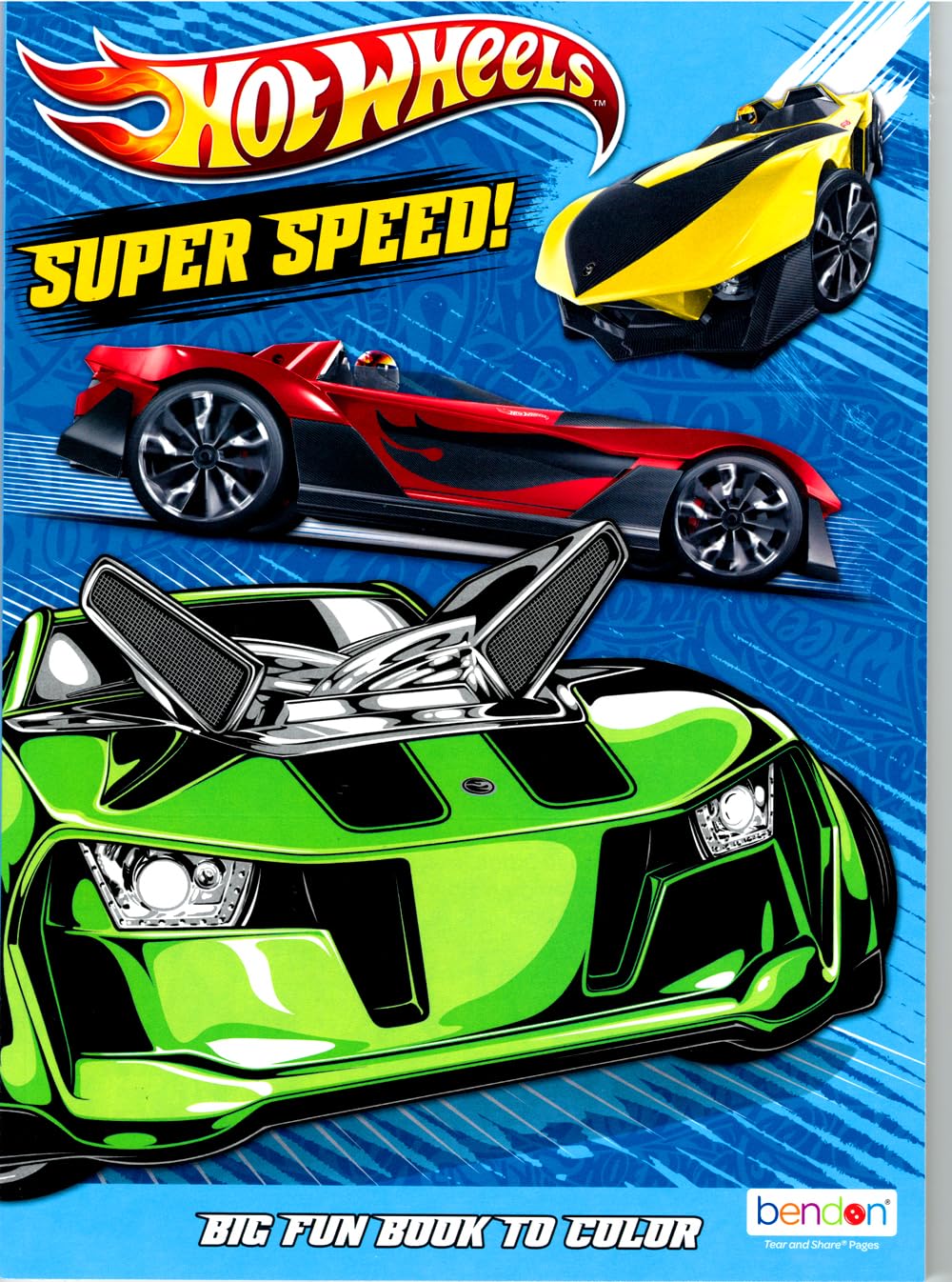 Bendon Hot Wheels coloring book pages showcasing 80 scenes for imaginative car fun.