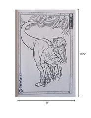 Bendon Jurassic World jumbo coloring book back cover showing sample prompts