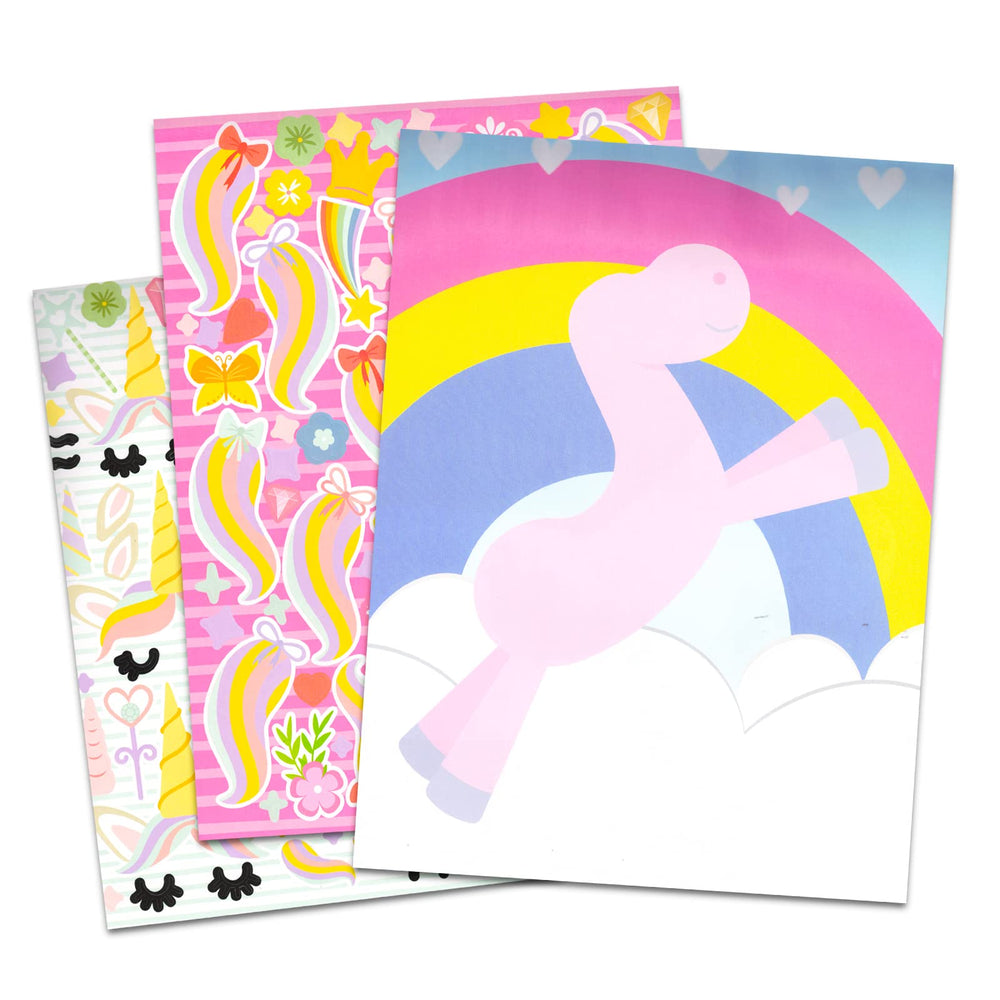 Inside pages show unicorn scenes, ideal for school arts, gifts, and playful storytelling.