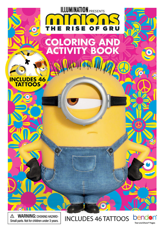 Bendon Minions Rise of Gru coloring book cover art invites kids to color and imagine adventures