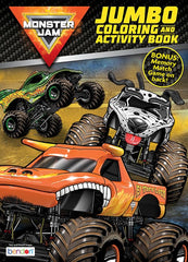 Bendon Monster Jam Activity Book opened to pages with games and coloring for hands-on activity.