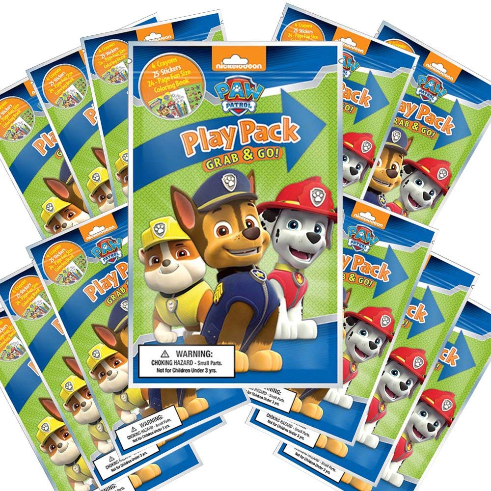 Bendon Nickelodeon Paw Patrol grab-and-go pack contents shown for party favors and travel