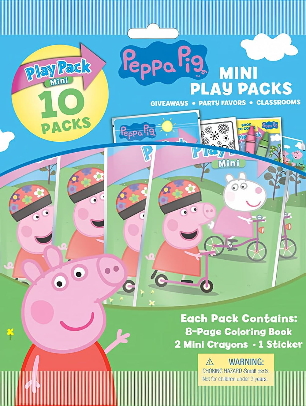 Bendon Peppa Pig mini play packs packaging shown for party favors.